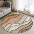 thumbnail image 1 of Modern Abstract Round Rugs for Living Room 3ft Geometric Brown Gradient Non Slip Circle Rug Washable Low-Profile Indoor Carpet for Bedroom, Dining Room, Bathroom, 1 of 9