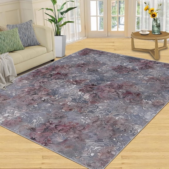 Modern Abstract Rug, Creative Flowers Rugs for Bedroom, Washable Non Slip Low Pile Carpet for Living Room Laundry Room Hotel Office Classroom Apartment 3x4ft