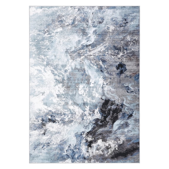 Modern Abstract Rug with Non-Slip Rubber Backing, 9x12 Machine Washable Low-Pile Carpet for Hallway, Living Room & Bedroom