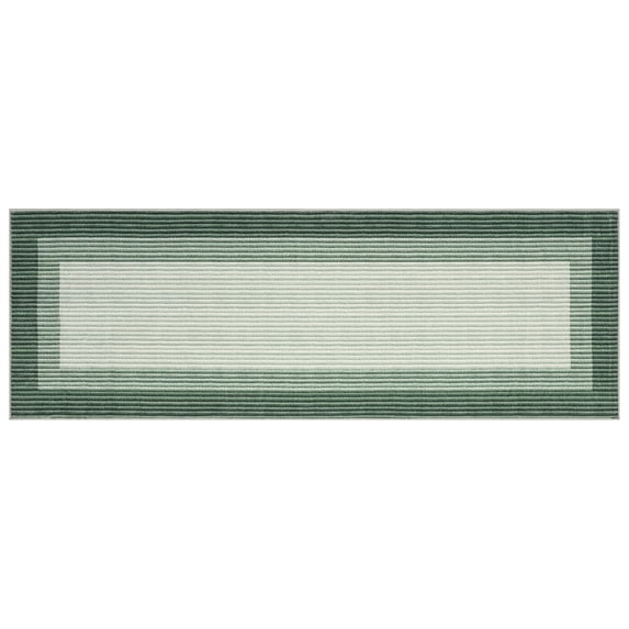 Modern Abstract Runner Rug 2x6 Washable Hallway Runner Rug, Non Slip Non-Shedding Soft Floor Carpet, Low-Pile Minimalist Bordered Runner for Bedside Laundry Bathroom, Green