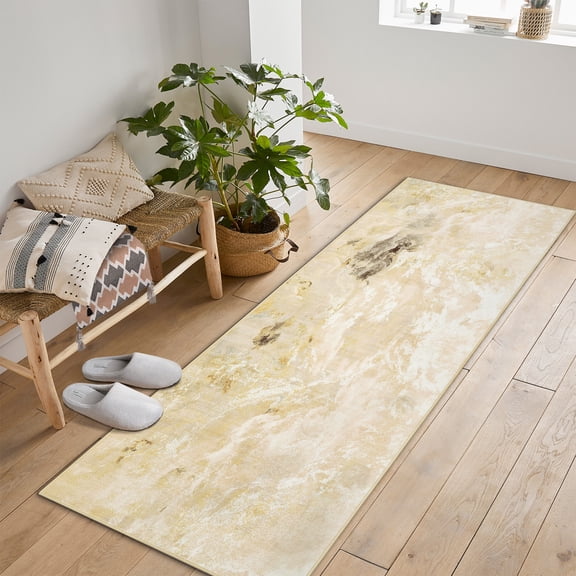 Modern Abstract Runner Rug with Non-Slip Rubber Backing, 2x6 Machine Washable Low-Pile Carpet for Hallway, Living Room & Bedroom