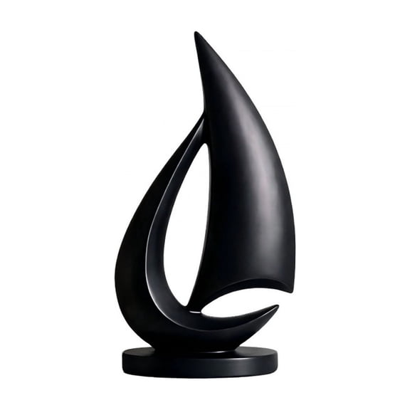 Modern Abstract Sailboat Sculpture 3D Printed Nautical Statue Decorative Accent For Home Office Desktop Shelf Display Black