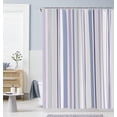 thumbnail image 1 of Modern Abstract Shower Curtain - 72"x72" Blue Purple Grey Stripes Minimalist Aesthetic Waterproof Machine Washable Fabric Set with 12 Plastic Hooks, 1 of 6