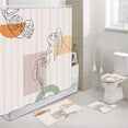 thumbnail image 1 of Modern Abstract Shower Curtain Set with Hooks, Bathroom Sets with Shower Curtain and Rugs, Toilet Lid Cover and Bath Mat, Geometric Shapes and Continuous Line Girl Bathroom Shower Curtain Sets, 1 of 5