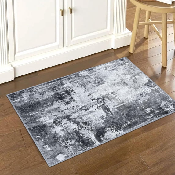 Modern Abstract Small Area Rugs 2x3, Washable Kitchen Rug Non-Slip Soft Small Bathroom Rug, Beige Striped Entryway Rugs Abstract Print Faux Wool Doormat for Bedside Entrance Bedroom Sink