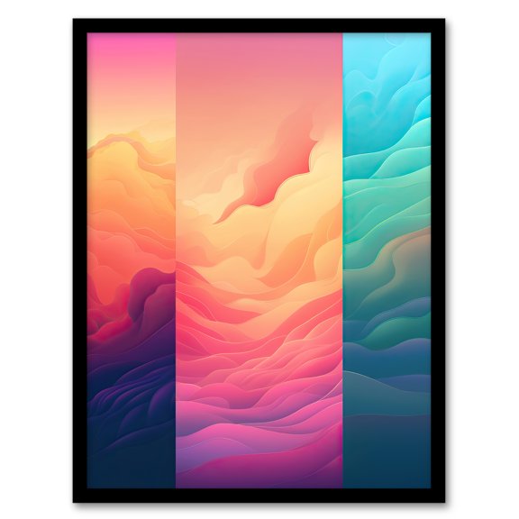 Modern Abstract Soft Pastel Clouds Block Painting Artwork Framed Wall Art Print A4
