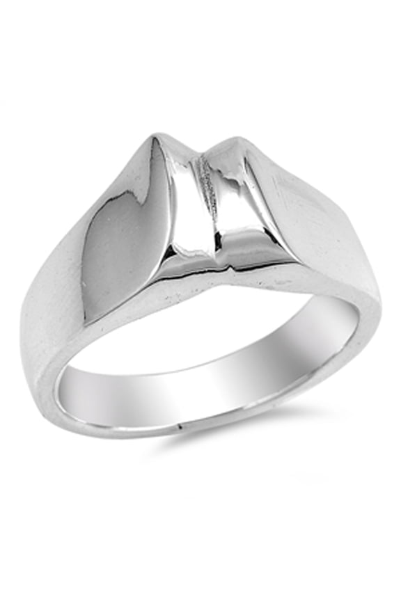 Modern Abstract Solid Two Bar Ring ( Sizes 6 7 8 9 10 ) New .925 Sterling Silver Band Rings (Size 8)