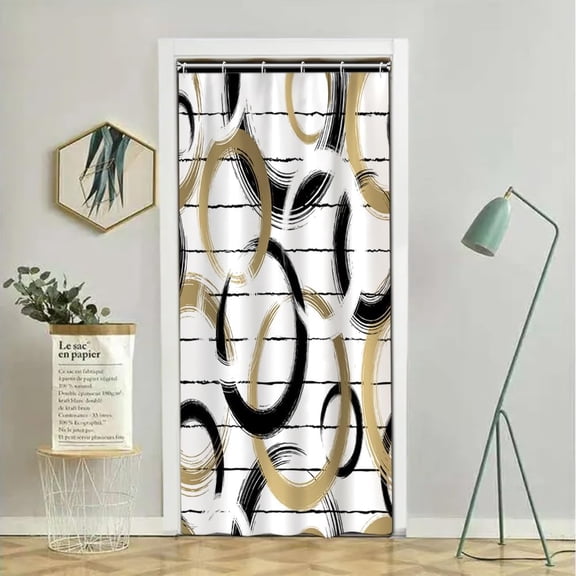 Modern Abstract Style Shower Curtain Black White Round Pattern Geometric Lines Shower Curtains for Art Aesthetic Bathroom Waterproof Fabric Decor Set with Hooks, 36W x 72H Inch