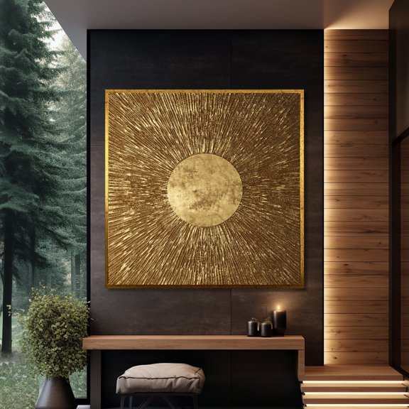 Modern Abstract Sunburst Unique Contemporary Wall Art, Unframed Canvas 8x10in