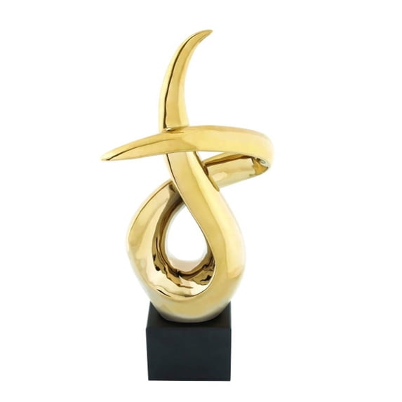 Modern Abstract Swirl Table Sculpture Decor-Color:Gold,Material:ceramic,Size:22"