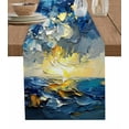 thumbnail image 1 of Modern Abstract Table Runner Cotton Linen 90 Inch Holiday Dresser Scarves, Blue Yellow Abstract Ombre Oil Painting Tablerunner for Kitchen Coffee Dining Bedroom Dinner Scarf Décor 13''x90'', 1 of 9