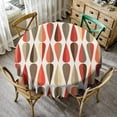 thumbnail image 1 of Modern Abstract Tablecloth, Retro Mid Century Drop Shapes Geometric Table Cover for Kitchen Daily Dinning Party Tabletop Decor, Red Orange Round(60x60in), 1 of 6