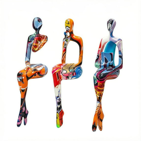 Modern Abstract Thinker Statue - Minimalist Tabletop Decor - Multicolor, Resin