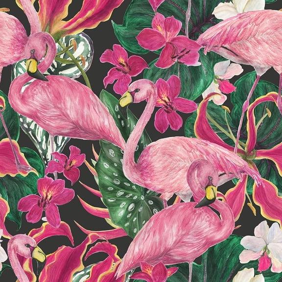 Modern Abstract Tropical Flamingo Birds Peel and Stick Wallpaper Easy Peel Off Contact Paper Stick on Adhesive Wall Paper for Bathroom Waterproof Renter Friendly