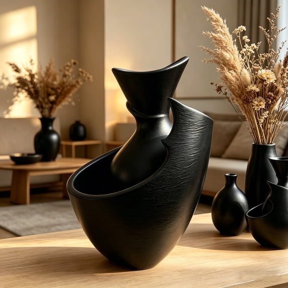 Modern Abstract Vase, Irregular Shaped Textured Decorative Flower Vase, For Home Office Living Room Shelf Decor