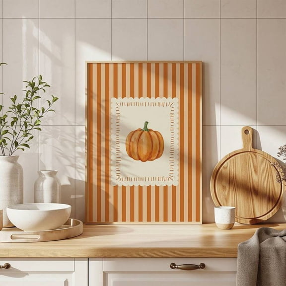 Modern Abstract Wall Art 1pc Frameless Halloween Thanksgiving Pumpkin Pattern Fall Wall Art Canvas Poster, Cute Autumn Kitchen Decor, Cozy Farmhouse Holiday Wall Art Print For Apartment, Living R