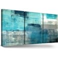 thumbnail image 1 of Modern Abstract Wall Art Decor - Turquoise and Grey Teal Canvas Painting, 3-Piece Set of 12"x16" - Ideal for Living Room, Bedroom, Kitchen, Office, and Bathroom Decoration, 1 of 6