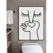 Modern Abstract Wall Art Minimalist Canvas Print Boho Wall Art Vintage Aesthetic Wall Decor One Modern Typography Quote Art Poster, Pinching Nose Pattern Poster, Room Decoration, Bathroom, Toilet