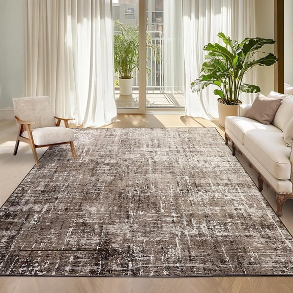 Modern Abstract Washable Rugs 5x7 Area Rug for Living Room Bedroom, Ultra Soft Low Pile Pet Proof & Kids Friendly Carpet, Non Slip Spill Proof Rug for Home Office Apartment Coffee