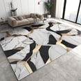 thumbnail image 1 of Modern Abstract White Gold Black Area Rug 2' x 3', Light Luxury Splicing Marble Non-Slip Rug, Soft Washable Breathable Durable Rug for Bedroom Bedside Room, 1 of 6