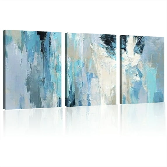 Modern Abstract White Horse Canvas Wall Art  Framed Landscape Print, Vibrant Blue &amp; Teal Color Palette, High-Quality Frame for Living Room, Bedroom, Office, or Kitchen Decor 12x16inchx3pcs