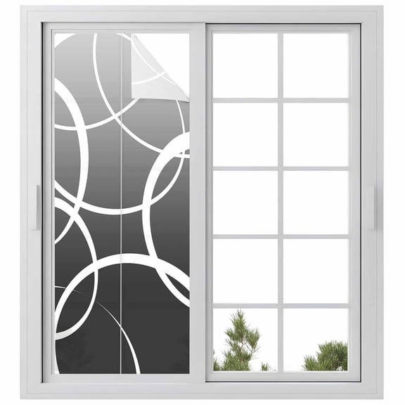 Modern Abstract Window Privacy Film, Geometric Retro White Grey Stripe Line Swirl Frosted Glass Window Clings Static Cling UV Heat Blocking Reusable Door Sticker for Bathroom 23.6 x 59 Inch