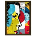 thumbnail image 1 of Modern Abstract Woman Face in Profile Comic Book Style Red Yellow Geometric Halftone Artwork Framed Wall Art Print A4, 1 of 4