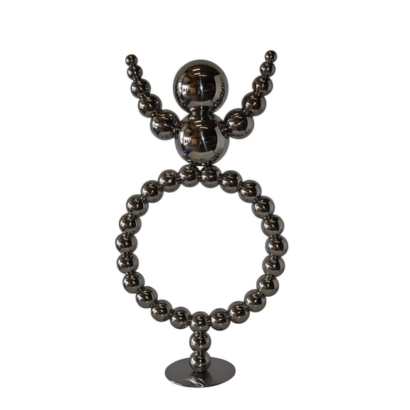Modern Abstract of a Happy Man Metal Chrome Balls Statue Size: 14" x 6" x 26"H