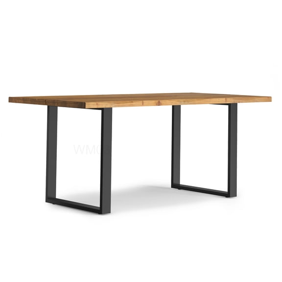 Modern Acacia Wood Dining Table with Live Edge, Natural Finish Industrial Style