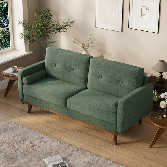 Modern Accent 65"W Loveseat Sofa, Button Tufted Upholstered Furniture,Mid Century Modern Decor Love Seat Couches for Living Room, Small Couch for Bedroom Office Apartment, So-lid & Easy to Install