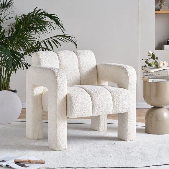 Modern Accent Armchair, 31"W Boucle Chair Side Chair Sofa Chair with Sturdy Frame, Comfy Wide Armchair For Bedroom, Office, Home, Living Room, 250 Pounds Capacity, Easy Assembly
