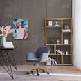 thumbnail image 1 of Modern Accent Armchair, Comfy Upholstered Leisure Chair with Backrest, Velvet Fabric Swivel Vanity Chair, Height Adjustable Office Chair, for Living Room, Bedroom, Makeup Room, Navy, D4435, 1 of 10