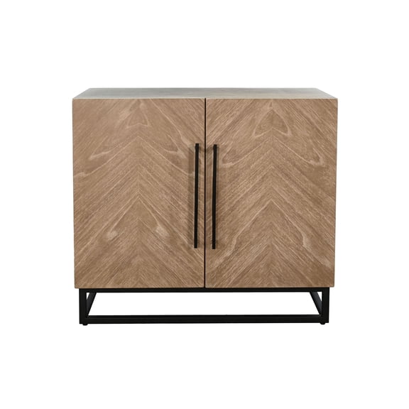 Modern Accent Cabinet with Chevron Doors and Metal Base