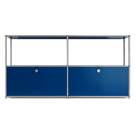 Modern Accent Cabinets with 2 Doors and Shelf,Freestanding Metal Storage Cabinet for Living Room,Blue