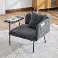 thumbnail image 1 of Modern Accent Chair with Back Pillow and Side Table, Upholstered Single Sofa Armchair with Iron Legs and Storage Pockets, Dark Gray Seating for Living Room Reception, 1 of 11