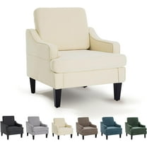 Modern Accent Chair for Bedroom Upholstered Reading Chair with Side Pockets Comfy Living Room Chairs Living Room Armchair for Office, Apartment, Small Room (Beige Towel)