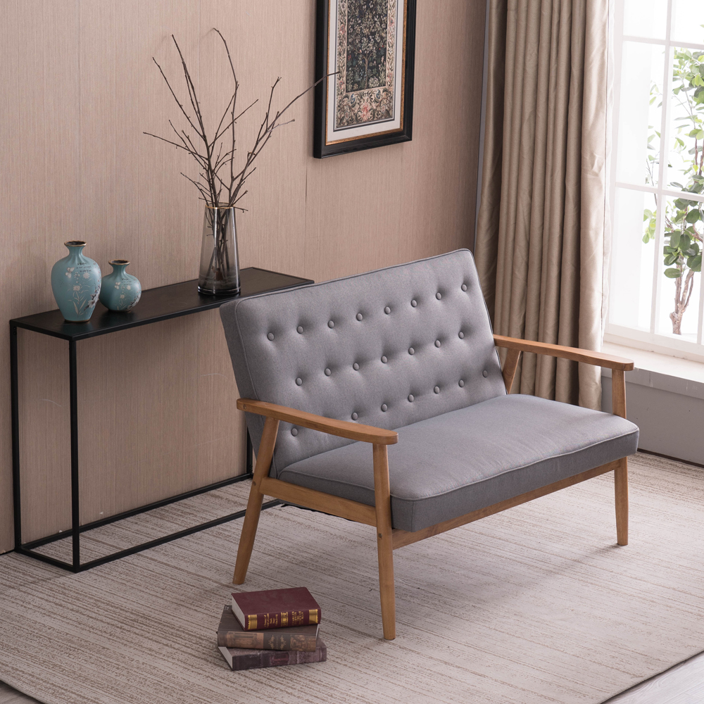 Modern Accent Chair, Comfy Upholstered Arm Chair with 4 Solid Wood Legs