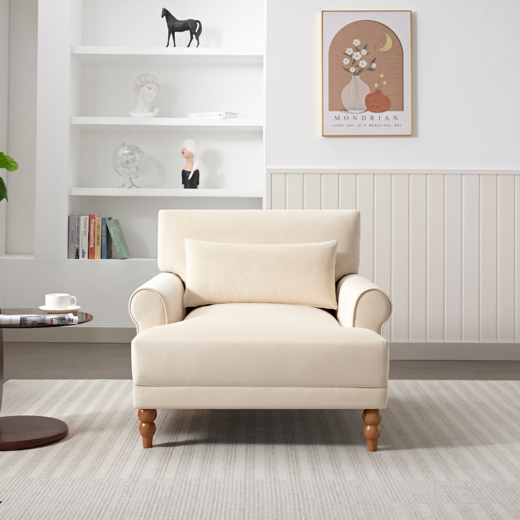 Modern Accent Chair with Elegant Circular Armrests, Luxurious Large ...