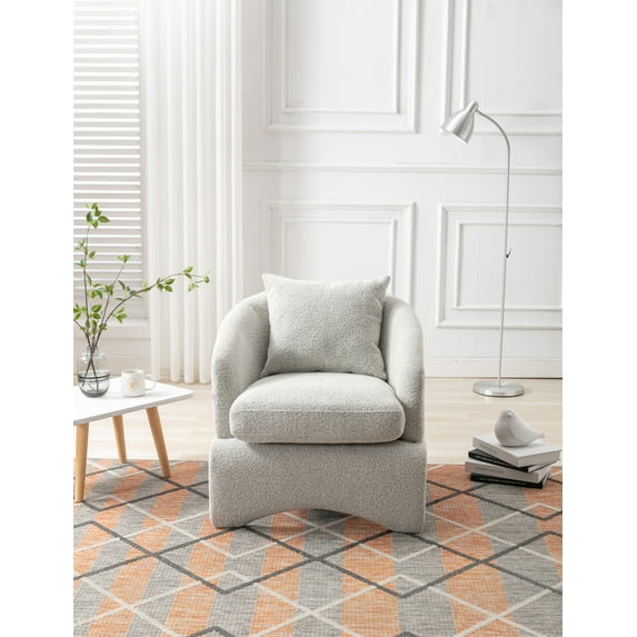 Modern Accent Chair, Fabric Upholstered Single Sofa Chair Comfy Leisure Chair for Living Room Bedroom, Light Grey