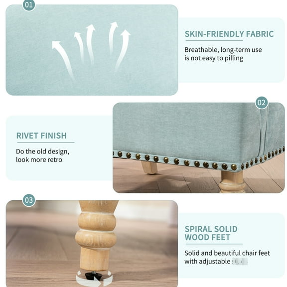 Modern Accent Chair For Living Room - Sage With Wooden Construction Comfy Fabric Primary Space