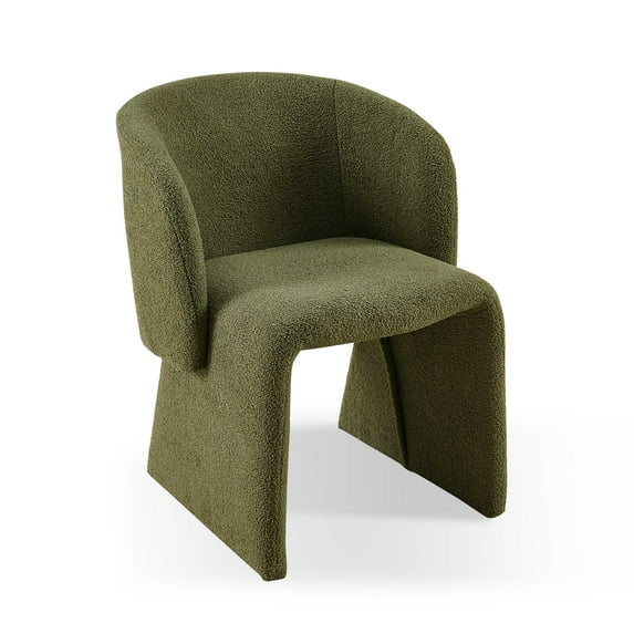 Modern Accent Chair Green Single Sofa Chair,Upholstered Side Chair Teddy Comfy Chair for Dining Room/Bedroom/Living Room/Reception-Green-1PC
