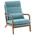 thumbnail image 1 of Modern Accent Chair with High Backrest and 1 Lumbar Pillow, Iron Frame Linen Material Armchair with Detachable Backrest and Seat, Upholstered Casual Chair with Solid Wood Arm, Teal, 1 of 7