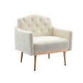 thumbnail image 1 of Modern Accent Chair, Leisure Single Sofa Chair with Rose Golden Feet, Teddy Upholstered Armchair with Highback, Reading Lounge Armchair Side Chair Furniture for Bedroom Living Room, White, 1 of 9