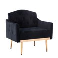 thumbnail image 1 of Modern Accent Chair, Leisure Single Sofa Chair with Rose Golden Feet, Velvet Upholstered Armchair with Highback, Reading Lounge Armchair Side Chair Furniture for Bedroom Living Room, Black, 1 of 7