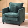 thumbnail image 1 of Modern Accent Chair,Linen Single Sofa Chair,Modern Reading Armchair with Pillow for Living Room,Bedroom,Dark Green, 1 of 8