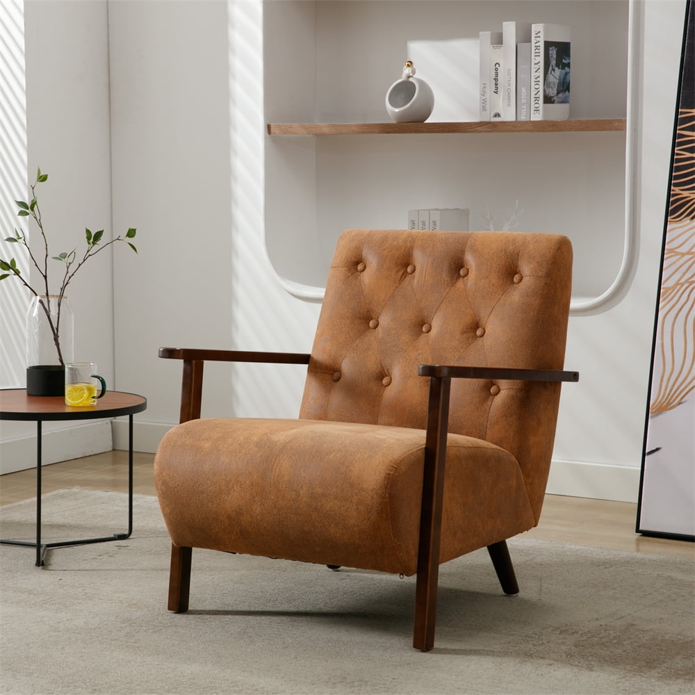 Modern Accent Chair, Microsuede Single Armchair with Thick Seat Cushion