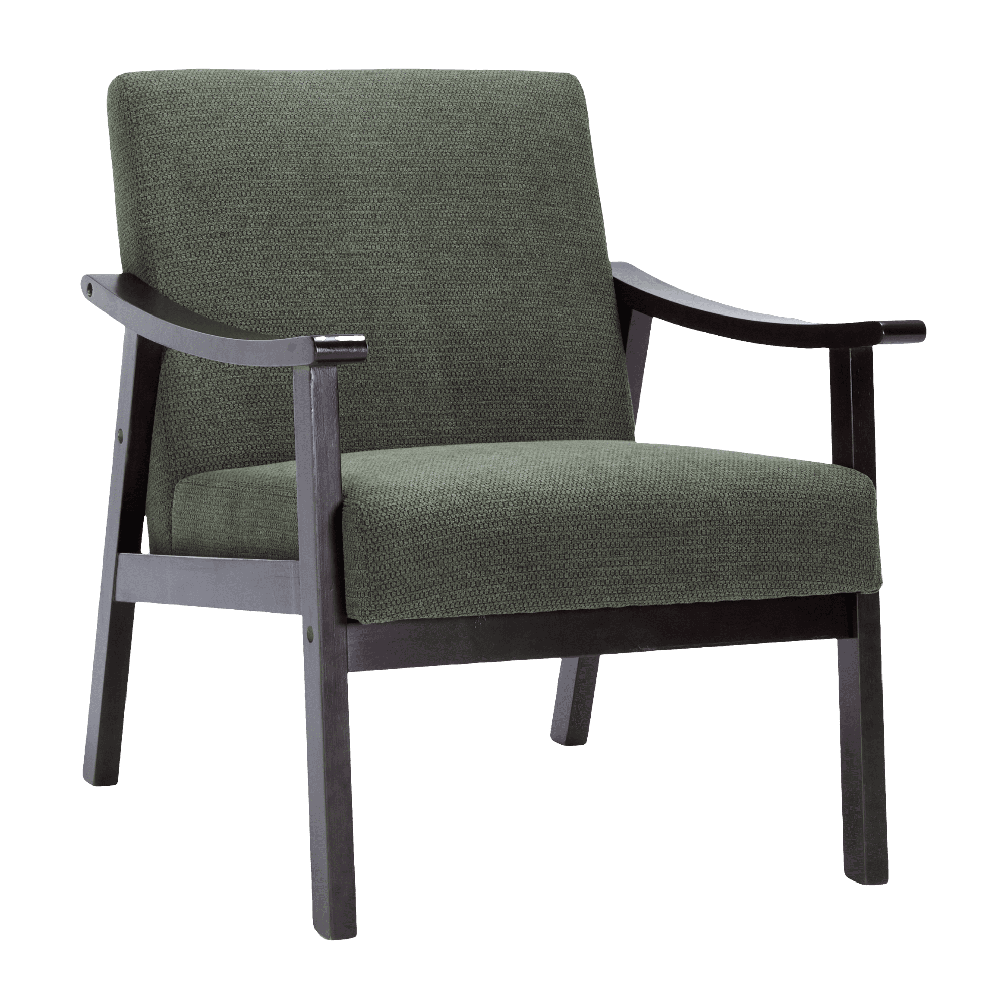 Modern Accent Chair, Mid-Century Living Room Chair, Linen Side Chair with High Back for Living Room, Green