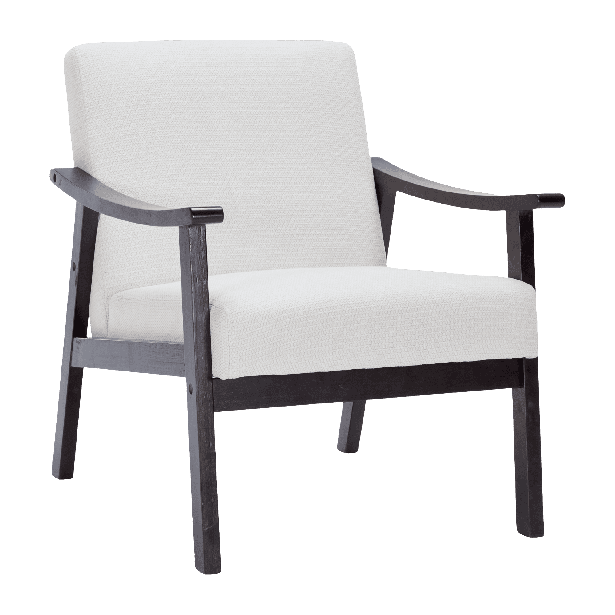 Modern Accent Chair, Mid-Century Living Room Chair, Linen Side Chair with High Back for Living Room, White