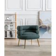 thumbnail image 1 of Modern Accent Chair, Mid-Century Plush-Touch Tufted Upholstered Wide Barrel Chair with Golden Metal Legs and Curved Backrest, Single Sofa Lounge Chair Armchair for Living Room Bedroom, Emerald, 1 of 7