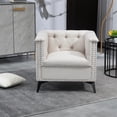 thumbnail image 1 of Modern Accent Chair, Mid Century Single Sofa Chair with Button Tufted Backrest and Silver Rivet, Upholstered Arm Chair with Solid Metal Legs, Comfy Armchair for Living Room, Bedroom, Office, 1 of 8